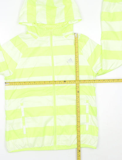 Adidas Womens Yellow Striped Windbreaker Jacket UK 12