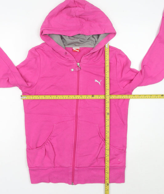 Puma Women's Pink Full Zip Hoodie Sweatshirt UK 12 XL Casual Sportswear
