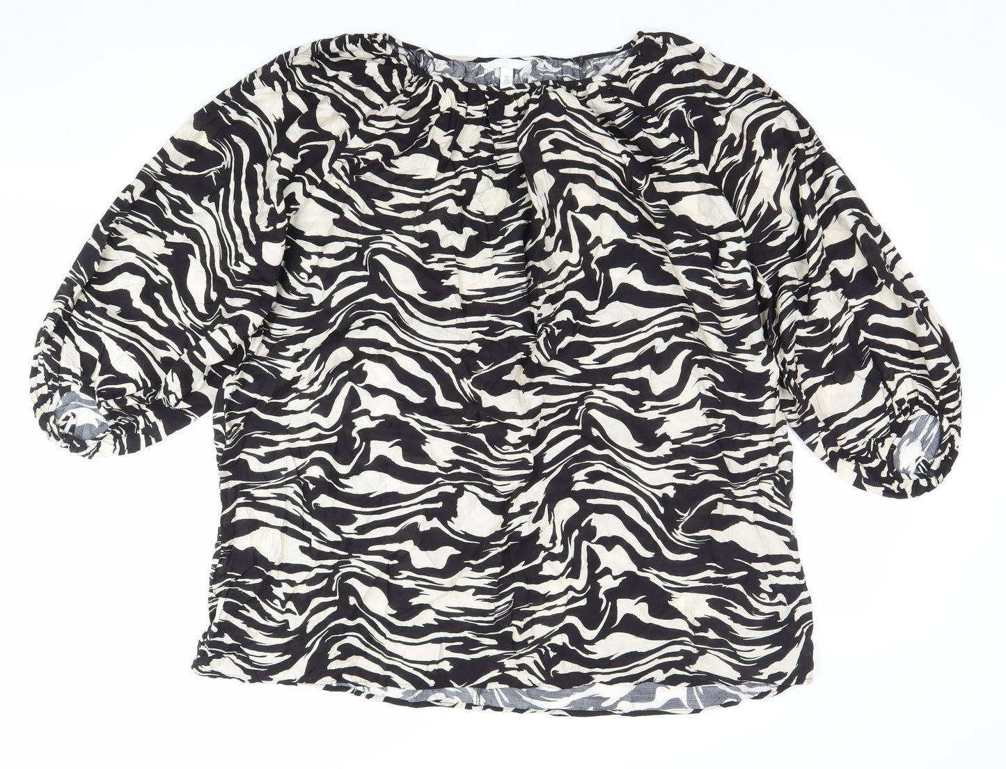 Womens UK Size M H&M Black Tunic Blouse