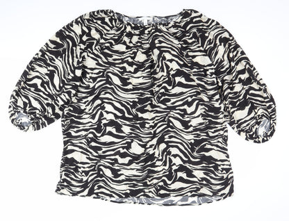 Womens UK Size M H&M Black Tunic Blouse