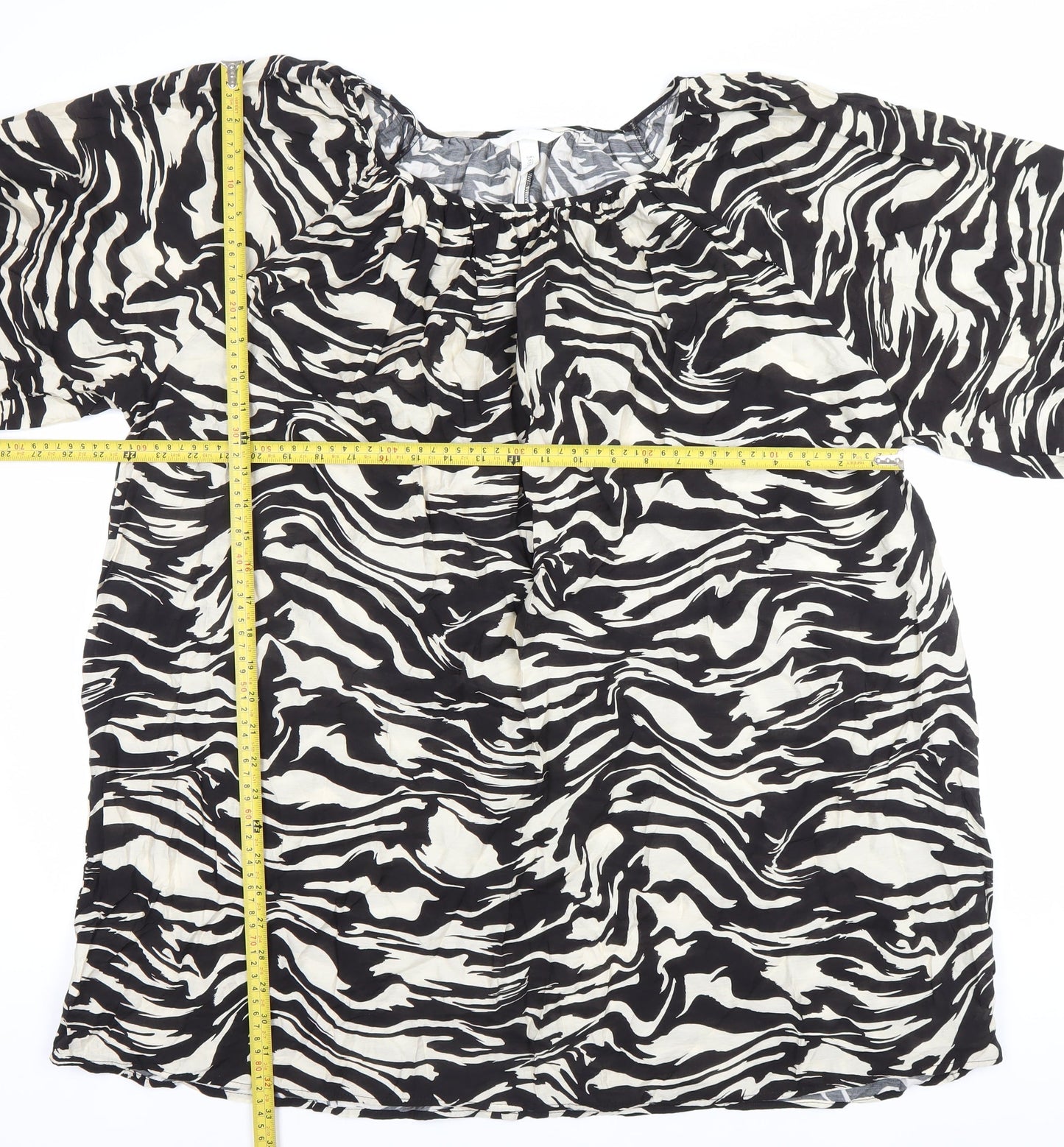Womens UK Size M H&M Black Tunic Blouse