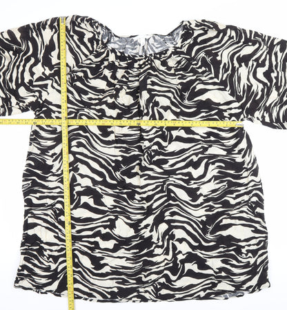 Womens UK Size M H&M Black Tunic Blouse