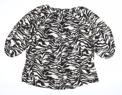 Womens UK Size M H&M Black Tunic Blouse