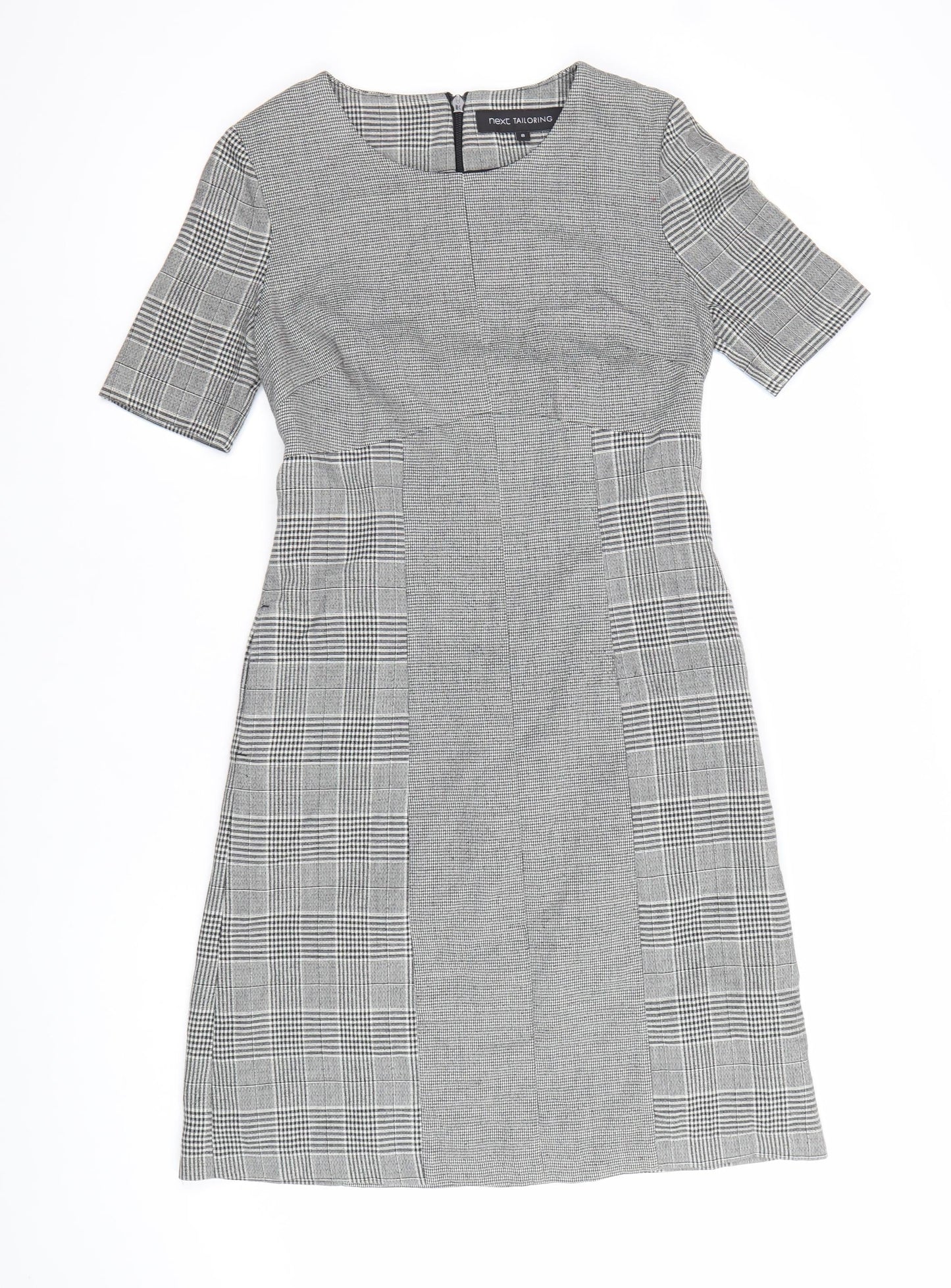Next Women’s Grey Check Sheath Workwear Dress Size 8