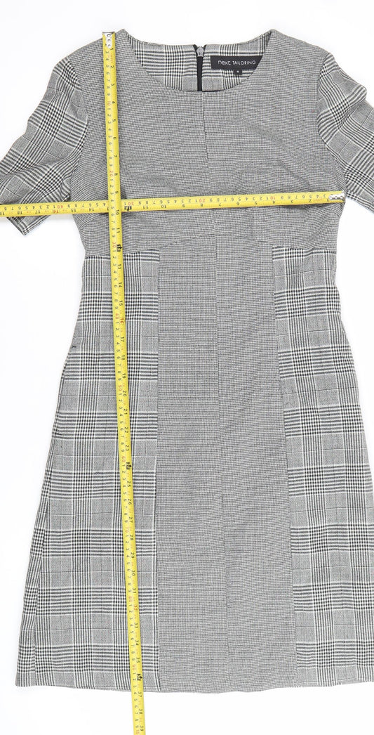 Next Women’s Grey Check Sheath Workwear Dress Size 8