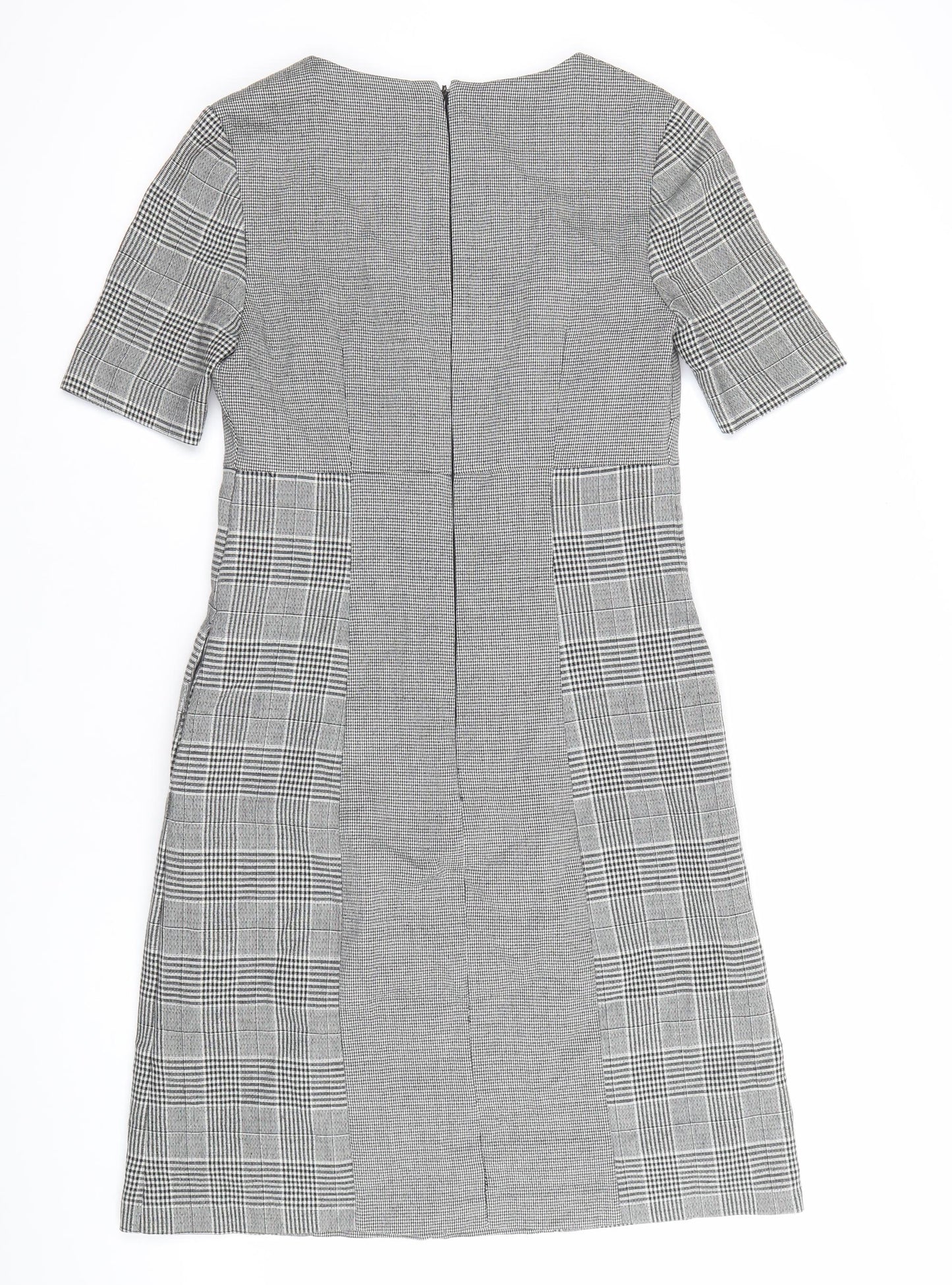 Next Women’s Grey Check Sheath Workwear Dress Size 8