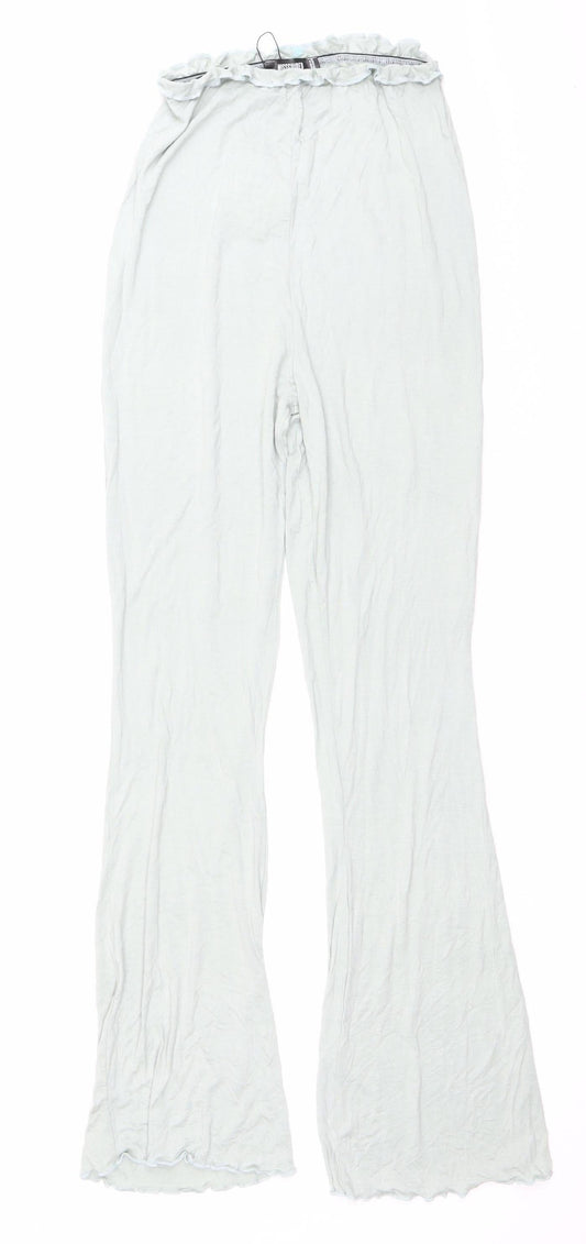 Missguided Women’s Green Wide-Leg Stretch Trousers Size 10