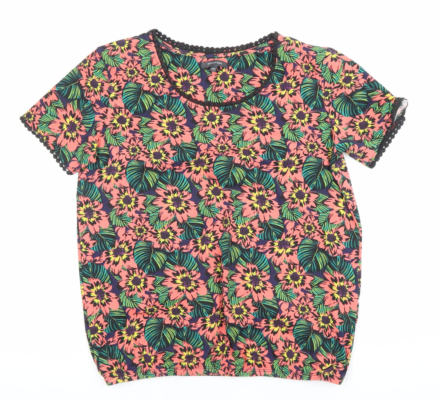 Womens UK Size 8 Intuition Multicoloured Basic T-Shirt