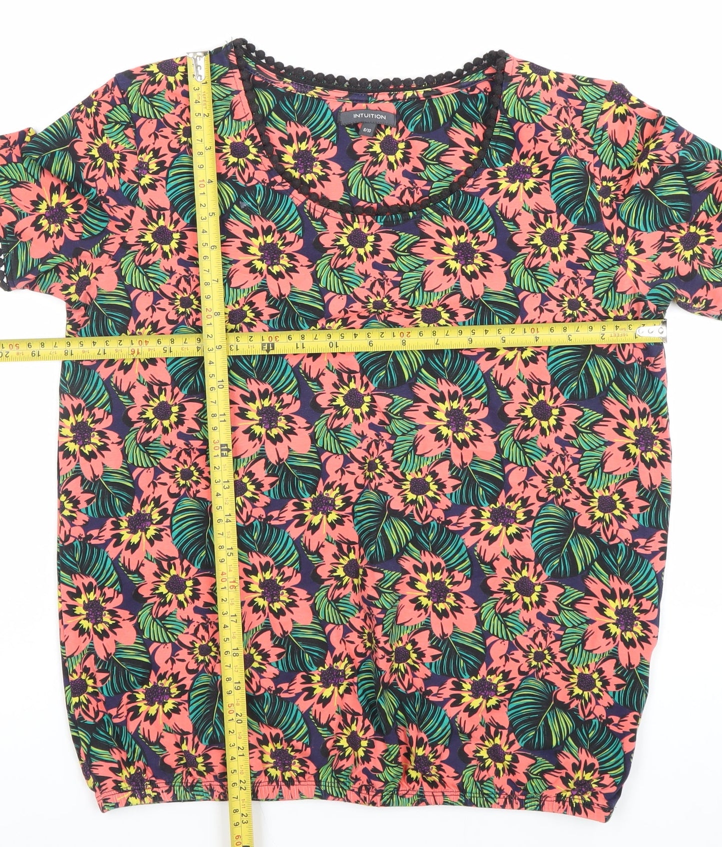 Womens UK Size 8 Intuition Multicoloured Basic T-Shirt