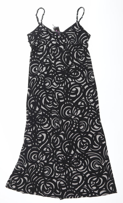 Jasper Conran Women’s Black Geometric Midi Slip Dress Size 16