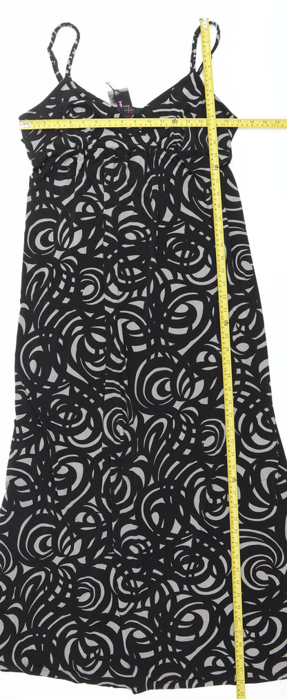 Jasper Conran Women’s Black Geometric Midi Slip Dress Size 16