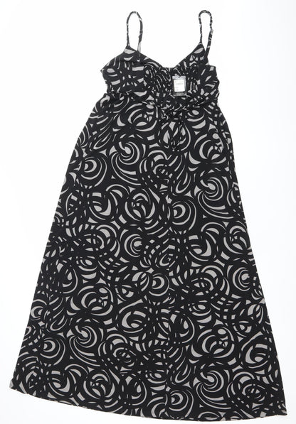 Jasper Conran Women’s Black Geometric Midi Slip Dress Size 16