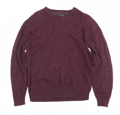 Greenwoods Men’s Red Cotton Crew Neck Jumper Size L