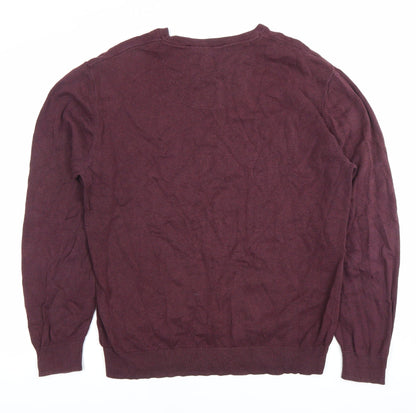 Greenwoods Men’s Red Cotton Crew Neck Jumper Size L