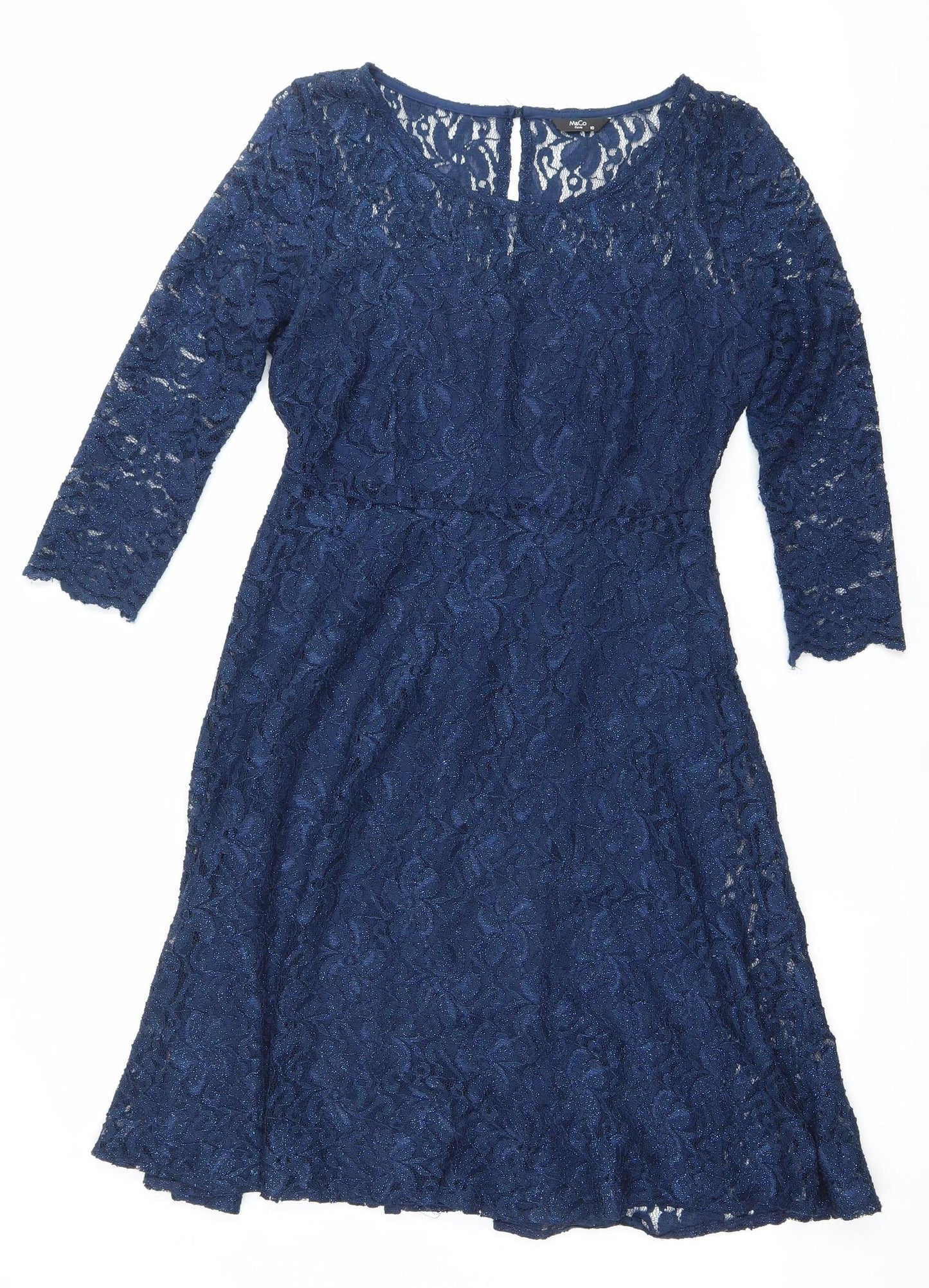 Marks and Spencer Women’s Blue Lace Knee Length Dress Size 10