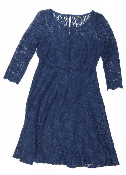 Marks and Spencer Women’s Blue Lace Knee Length Dress Size 10
