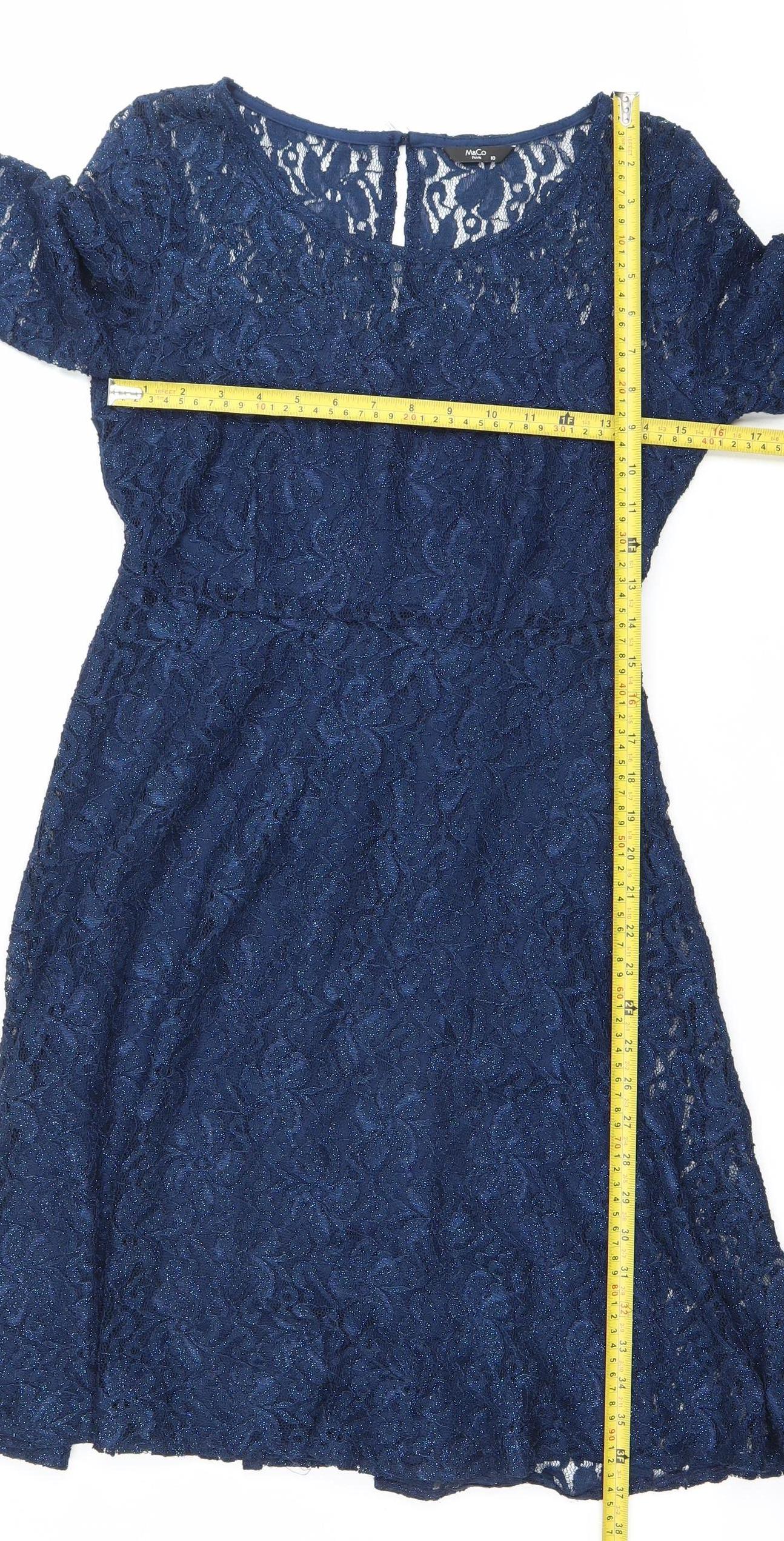Marks and Spencer Women’s Blue Lace Knee Length Dress Size 10