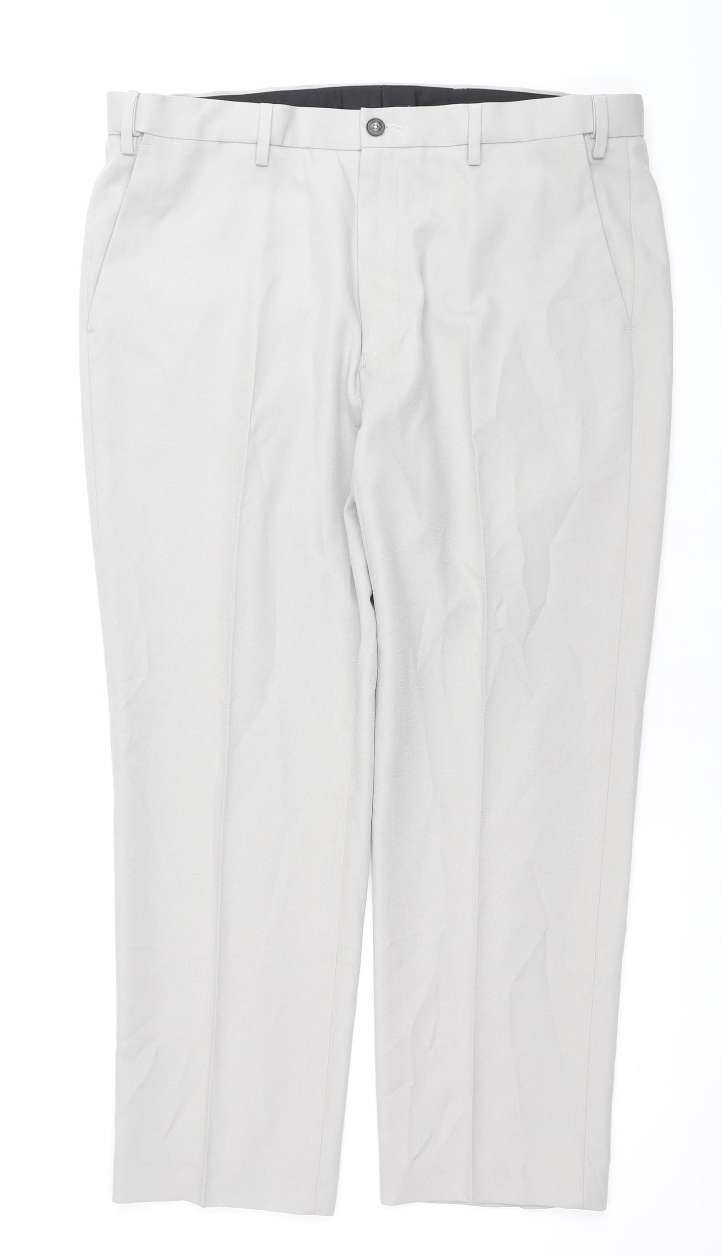 Marks and Spencer Mens Grey 38in Waist 29in Leg Regular Fit Dress Pants