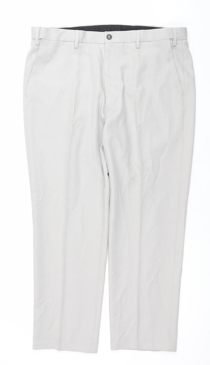 Marks and Spencer Mens Grey 38in Waist 29in Leg Regular Fit Dress Pants
