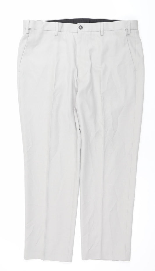 Marks and Spencer Mens Grey 38in Waist 29in Leg Regular Fit Dress Pants