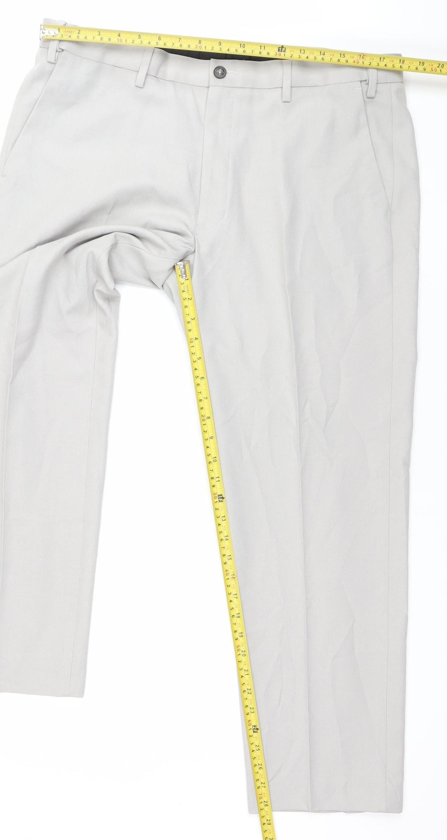 Marks and Spencer Mens Grey 38in Waist 29in Leg Regular Fit Dress Pants