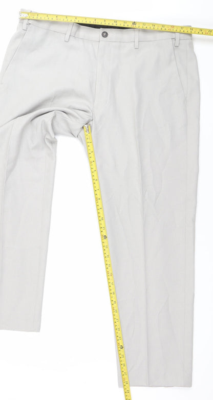 Marks and Spencer Mens Grey 38in Waist 29in Leg Regular Fit Dress Pants