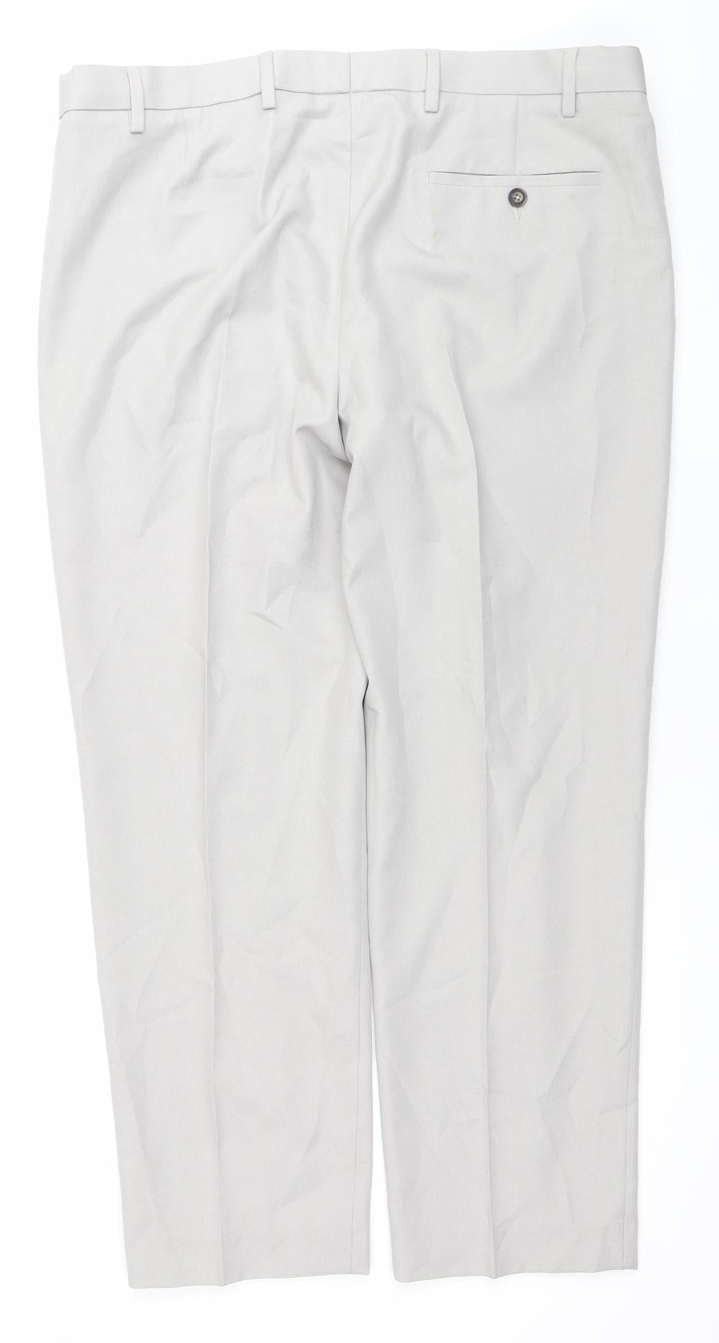 Marks and Spencer Mens Grey 38in Waist 29in Leg Regular Fit Dress Pants