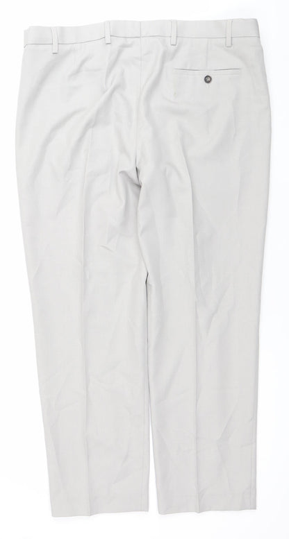 Marks and Spencer Mens Grey 38in Waist 29in Leg Regular Fit Dress Pants