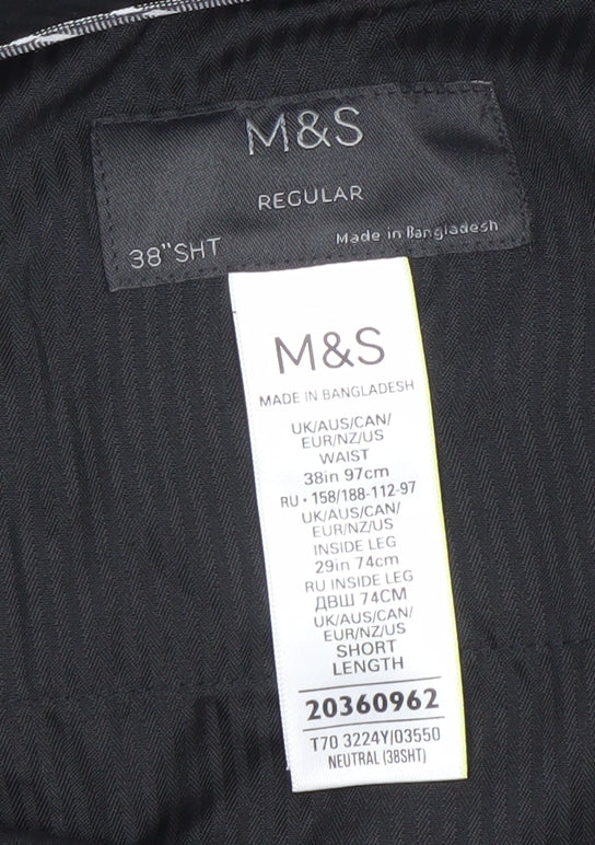Marks and Spencer Mens Grey 38in Waist 29in Leg Regular Fit Dress Pants
