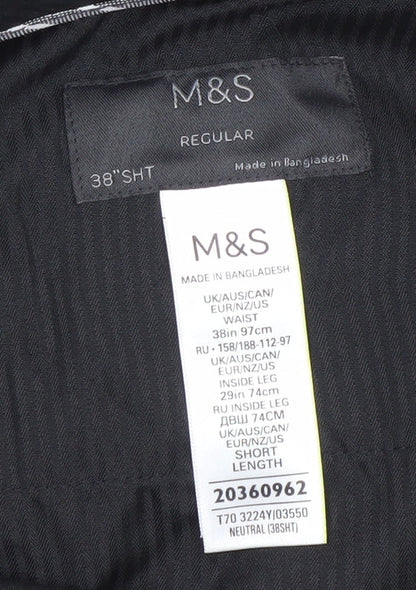 Marks and Spencer Mens Grey 38in Waist 29in Leg Regular Fit Dress Pants