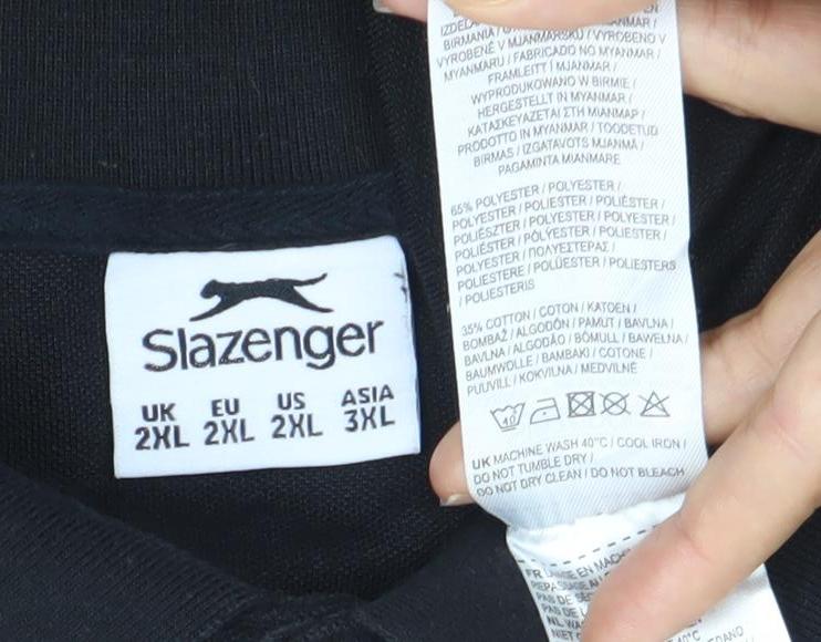 Slazenger Men’s Black 2XL Polo Shirt Regular Fit Short Sleeve