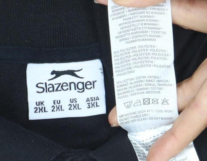 Slazenger Men’s Black 2XL Polo Shirt Regular Fit Short Sleeve