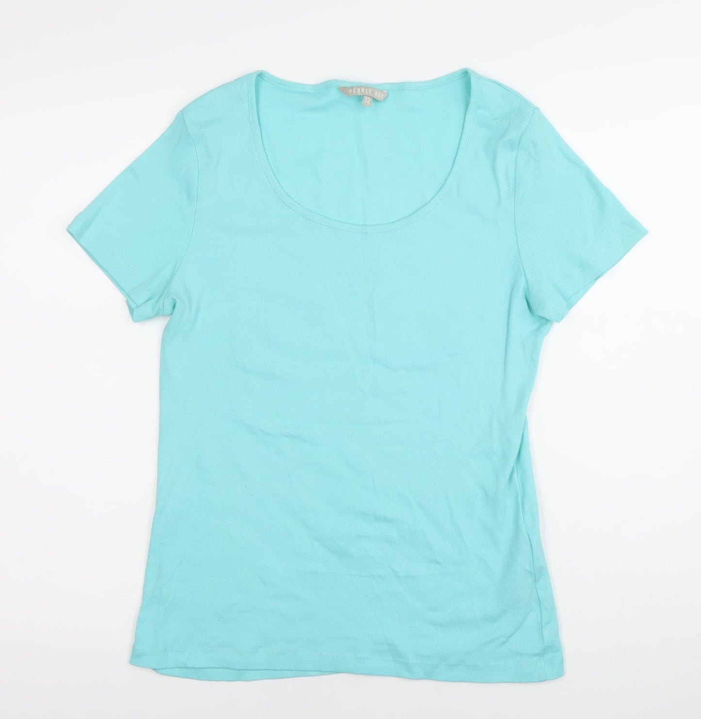 Womens UK Size 12 Pebble Bay Blue Basic T-Shirt