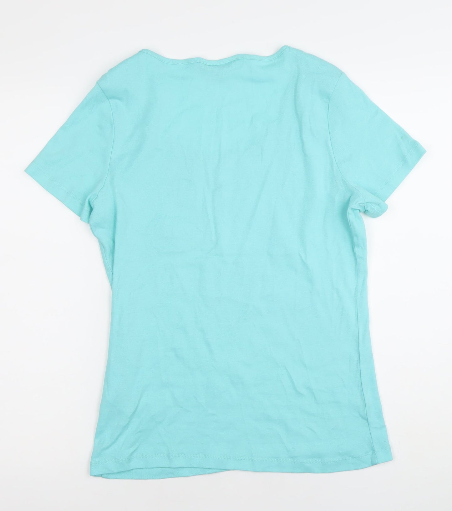 Womens UK Size 12 Pebble Bay Blue Basic T-Shirt
