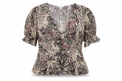 Womens UK Size 12 Topshop Multicoloured Wrap Blouse