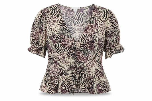 Womens UK Size 12 Topshop Multicoloured Wrap Blouse