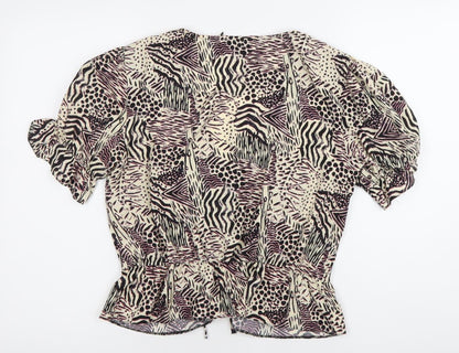 Womens UK Size 12 Topshop Multicoloured Wrap Blouse