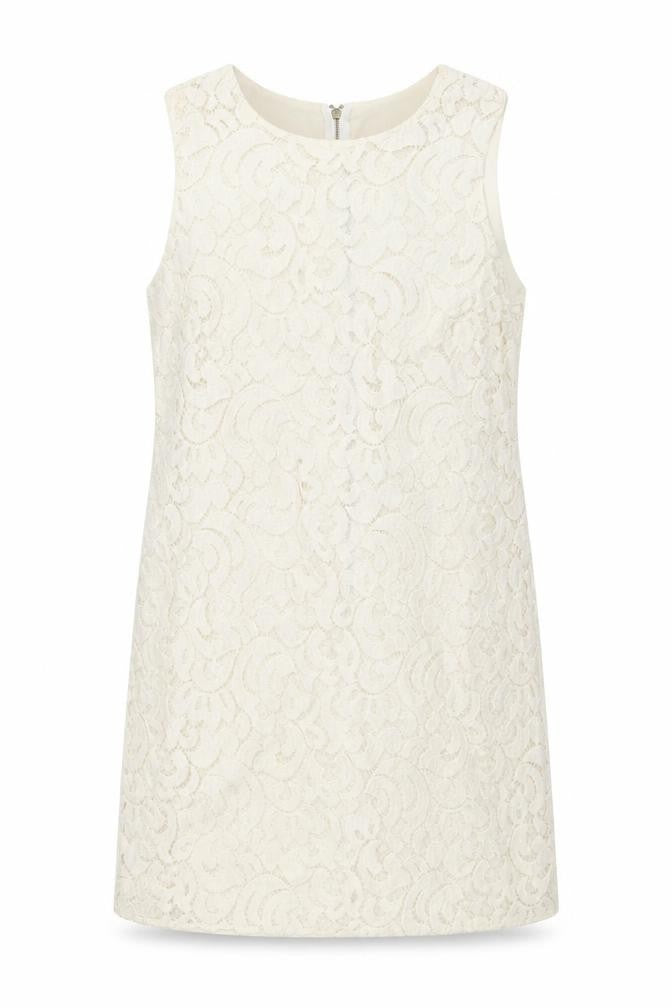 Oasis Women Ivory Lace Shift Dress Size 10 Knee Length Wedding Party