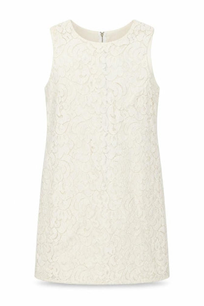 Oasis Women Ivory Lace Shift Dress Size 10 Knee Length Wedding Party