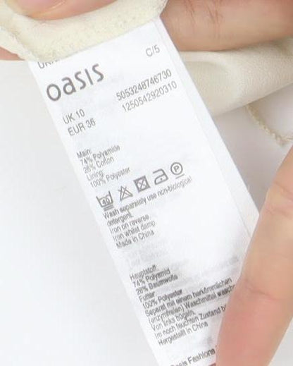 Oasis Women Ivory Lace Shift Dress Size 10 Knee Length Wedding Party