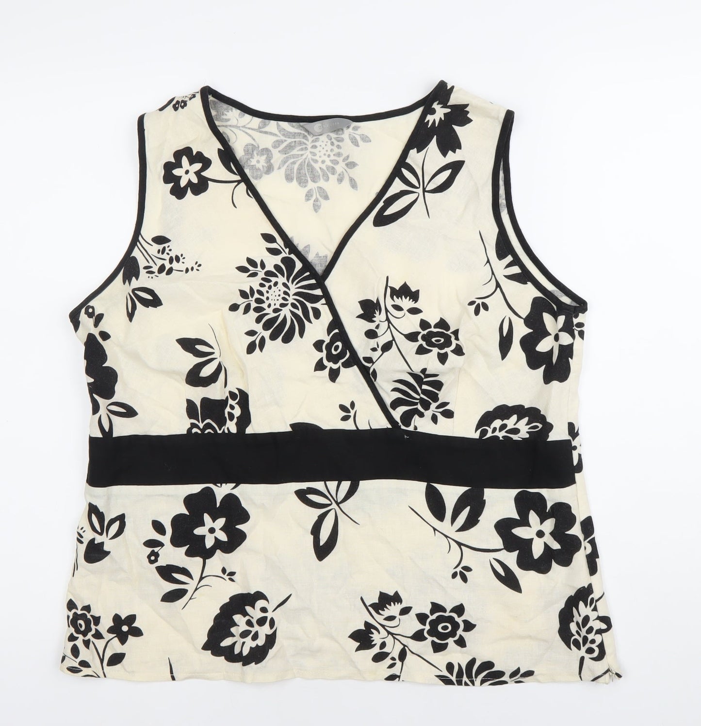 Mia Moda Women’s Black White Floral Wrap Sleeveless Blouse Size 18