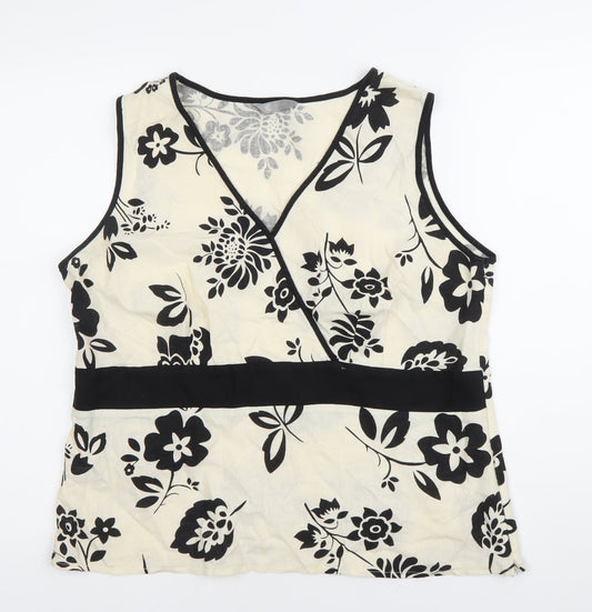 Mia Moda Women’s Black White Floral Wrap Sleeveless Blouse Size 18