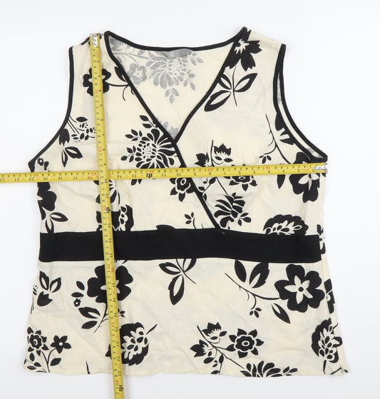 Mia Moda Women’s Black White Floral Wrap Sleeveless Blouse Size 18