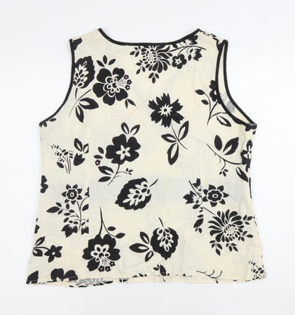 Mia Moda Women’s Black White Floral Wrap Sleeveless Blouse Size 18