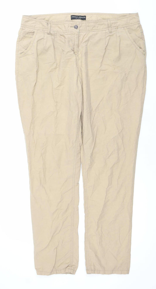 Womens UK Size 18 Dorothy Perkins Regular Fit Chino Beige Trousers