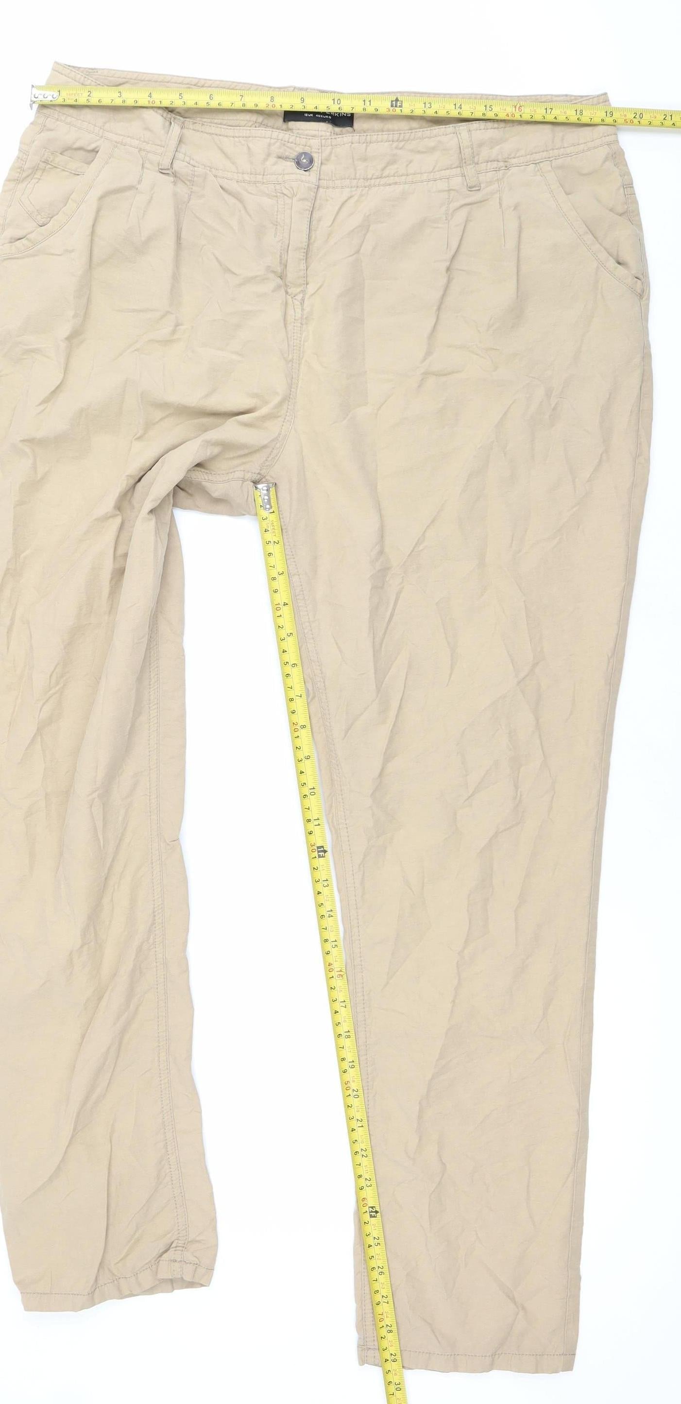 Womens UK Size 18 Dorothy Perkins Regular Fit Chino Beige Trousers