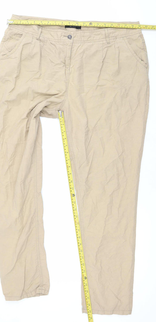 Womens UK Size 18 Dorothy Perkins Regular Fit Chino Beige Trousers