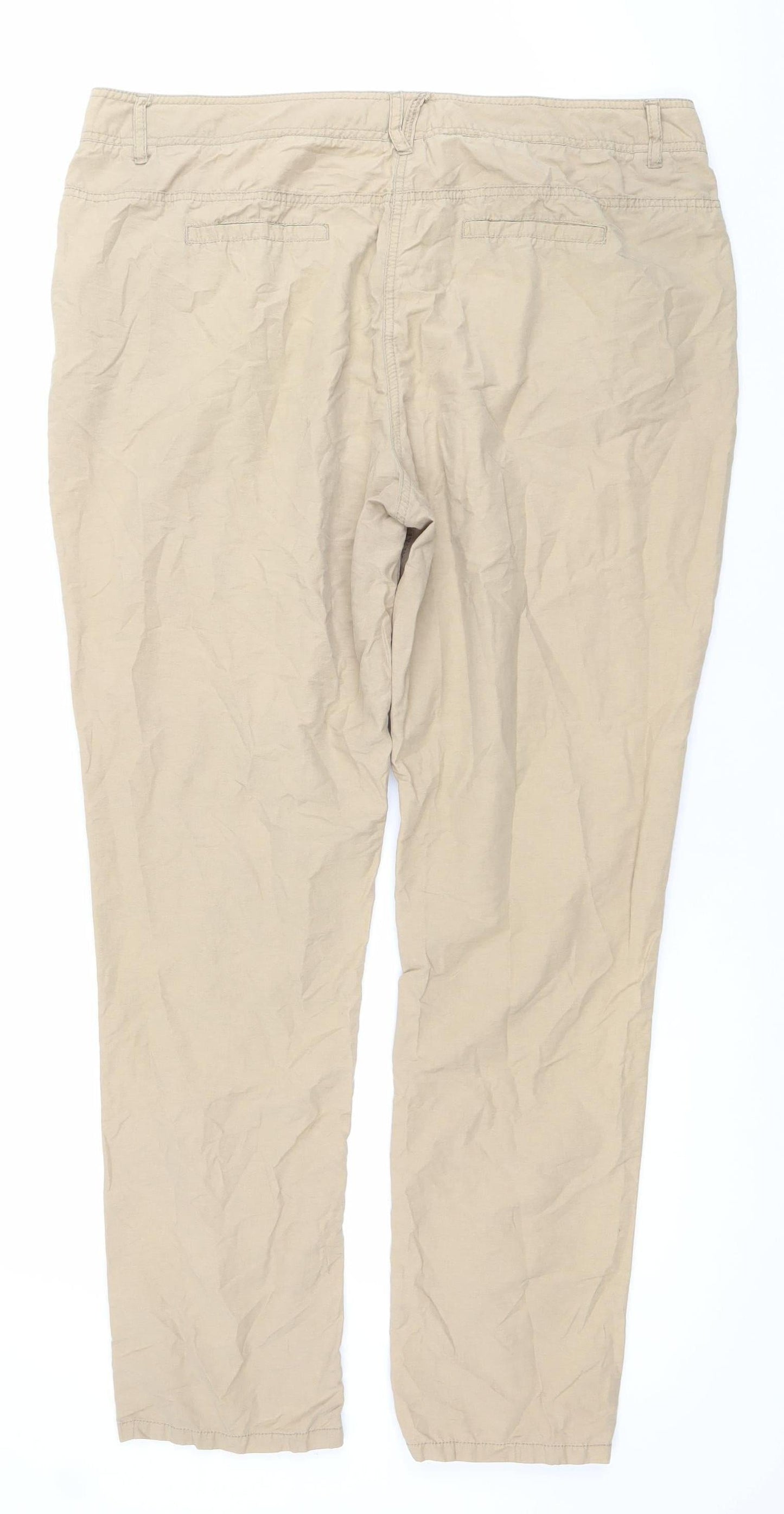 Womens UK Size 18 Dorothy Perkins Regular Fit Chino Beige Trousers