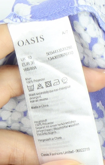 Womens UK Size 10 Oasis Blue Tunic Blouse