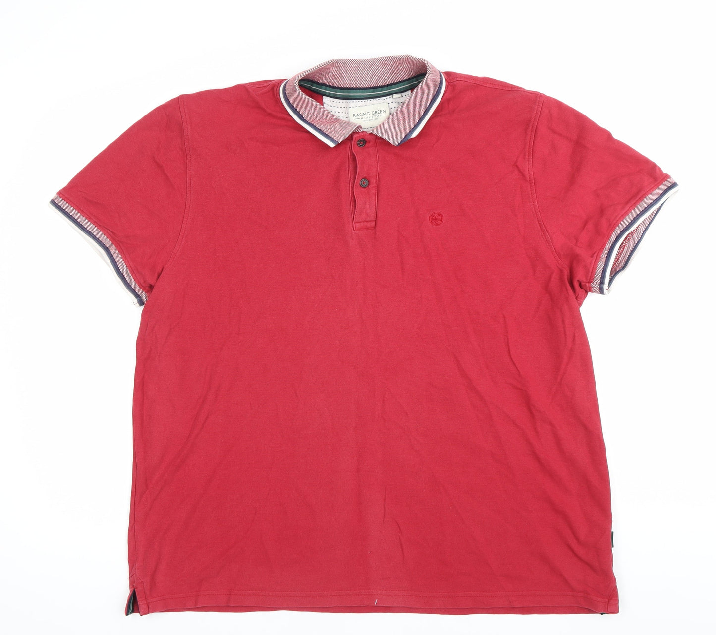 Racing Green Men’s Red Cotton Polo Shirt XL Casual Summer Top